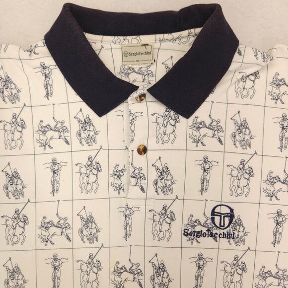 Sergio Tacchini Collared Short Sleeve Polo Shirt Mens Size Medium M White - Picture 1 of 10